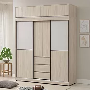 Homelike 喜家居6x7.7尺雙色推門衣櫃(含被櫃)(2502)