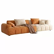 IDEA-可恩軟綿210CM科技絨布沙發/多色可選 可客製 棕+白