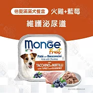 Monge瑪恩吉 倍愛滿滿 主食犬餐盒100g 純肉餐盒 狗罐頭 - 5火雞+藍莓100g x32罐組