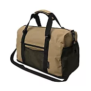 日本KiU 454-911 米色 大容量防水摺疊健身包/旅行袋, 底部獨立鞋袋, 行李箱桿插袋