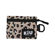日本KIU 283-511 奶茶豹紋 防水卡包/零錢包 戶外活動必備~快速取物透明窗, D型環