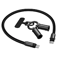 DEVIA USB Type-C to C 極速編織充電線掛繩(60W)(0.3M) 手機吊繩 防丟繩 手機繩 手機掛繩 -黑色