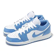 Nike 休閒鞋 Air Jordan 1 Low SE GS 大童 女鞋 北卡藍 AJ1 漆皮 一代 AJ1 FZ3929-114 24cm WHITE/LEGEND BLUE