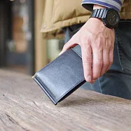 BAGGY PORT|日本簡約率性 輕薄牛皮鈔票夾/短夾 深藍色