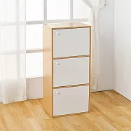 【H&R安室家】磁吸式木紋三門收納櫃/置物櫃 BCF32 白門