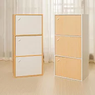 【H&R安室家】磁吸式木紋三門收納櫃/置物櫃 BCF32 木紋門