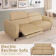 Homelike 喜家居三人座零靠牆雙電動沙發-奶茶色(2511)