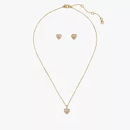 KATE SPADE 心型耳環與項鍊套組-金色