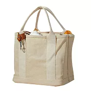 E.City_多口袋分格帆布包(帶鑰匙皮扣) 米白