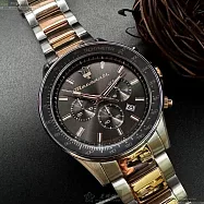 MASERATI瑪莎拉蒂精品錶,編號：R8873640021,44mm圓形古銅色精鋼錶殼古銅色錶盤精鋼金銀相間錶帶