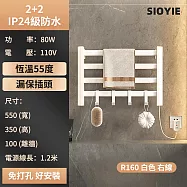 110V電熱毛巾架R160 加熱毛巾架 毛巾架 烘乾架 乾衣架 加熱恒溫烘乾毛巾架 置物架 收納架 掛架 白色R160右線免打孔