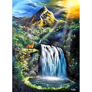 【玲廊滿藝】曾啟文-金山相倚靠 飛瀑迎財聚80x60cm