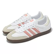 adidas 休閒鞋 Samba OG W 女鞋 白 粉紅 德訓鞋 復古 愛迪達 JI2677 25cm WHITE/PINK
