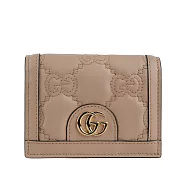 GUCCI GG Logo 縫線設計二折卡片小短夾 (灰粉色)