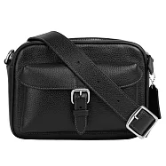 COACH Warner 銀釦粒紋皮革拉鍊斜背包 (黑色)