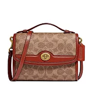 COACH 經典老花皮革手提/斜背包-卡其駝