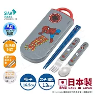 【百科良品】日本製 漫威蜘蛛人 環保筷子+湯匙+叉子三件餐具組 抗菌加工Ag+(日本境內版) 蜘蛛人 Q版-灰