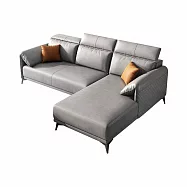 IDEA-義式品格柔韌防水科技布三人貴妃沙發/6色可選 可客製 左貴妃/淺灰