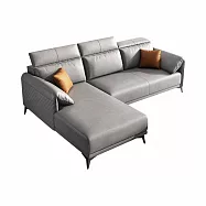 IDEA-義式品格柔韌防水科技布三人貴妃沙發/6色可選 可客製 右貴妃/淺灰