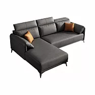 IDEA-義式品格柔韌防水科技布三人貴妃沙發/6色可選 可客製 右貴妃/深灰