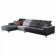 IDEA-新穎時尚皮感科技布四人貴妃沙發 可客製 右貴妃