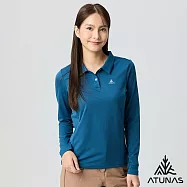 【ATUNAS 歐都納】50週年限定款 女款透氣抑菌抗臭長袖排汗POLO衫/大尺碼 A6PS2526W- S 深藍