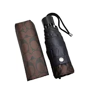 COACH 經典老花抗UV遮陽三折傘 咖啡黑