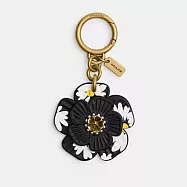COACH 黑白山茶花吊飾/鑰匙圈-黑白
