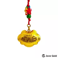 JoveGold漾金飾 長命富貴立體黃金胖鎖-3.0錢 送黑皮繩項鍊