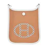 Hermes 愛馬仕 Neo Evelyne 16cm H LOGO迷你帆布斜/肩背包(AD沙棕/象灰/奶灰/銀釦)