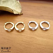 經典簡約亮面金色.白金單鑽針式925純銀易扣耳環.外鍍專櫃級正白K.精緻鍍金.圈圈耳環 金色