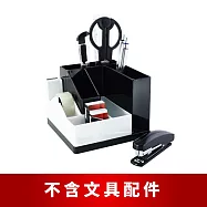 【O-Life】旋轉膠帶台置物收納盒-不含文具/小物整理盒/儲物盒/桌面收納 黑白色