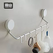 【日本霜山】日系簡約風無痕壁掛式毛巾架(附小掛勾6入)