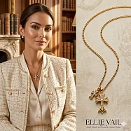 ELLIE VAIL 邁阿密防水珠寶 鑲鑽十字架項鍊 金色雙墜可拆式 Lazara Double Cross
