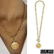 ELLIE VAIL 邁阿密防水珠寶 鑲鑽光芒太陽項鍊 T扣金色古巴項鍊 Briar Toggle