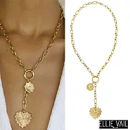 ELLIE VAIL 邁阿密防水珠寶 鑲鑽愛心X光芒太陽雙墜項鍊 金色Y字鍊 Nikita Toggle