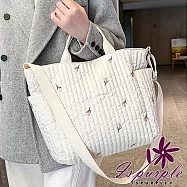 【iSPurple】清新鬱金香 輕巧牛津布大容量媽媽包拖特包/小花