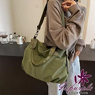 【iSPurple】輕便百搭 大容量牛津旅行健身手提斜肩托特包/ 綠色