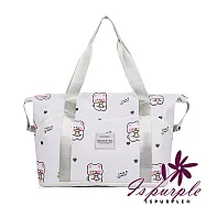 【iSPurple】清新防水 多功能折疊加大行李箱杆手提肩背包/白色小熊