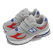 New Balance 休閒鞋 2002R 中童 寬楦 灰 藍 紅 魔鬼氈 小朋友 經典 千禧跑鞋 NB PV2002KG-W 18.5cm RAINCLOUD/TRUE RED