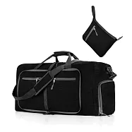 【WIDE VIEW】65L折疊式行李箱拉桿獨立鞋倉旅行袋(6684) 黑色