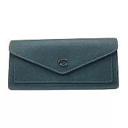 COACH 防刮皮革信封長夾-深綠色