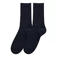 【ONEDER 旺達棉品】中筒堆堆襪 坑條襪 寬羅紋長襪 台灣製女襪棉襪- 暗夜黑 GK-A6-1