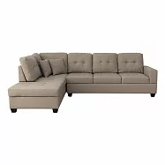 IDEA-歐式米灰貓抓皮轉角貴妃沙發 左貴妃