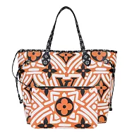 Louis Vuitton Neverfull MM 帆布印花塗鴉幾何托特包 (焦糖色)