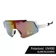 【SUNS】頂級運動偏光太陽眼鏡 戶外大框風鏡騎行眼鏡 炫彩白框 輕質量 防眩光 抗UV400 S517