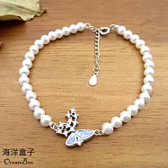 高雅夢幻鑲鑽紫釉蝴蝶施家珍珠925純銀手鍊.外鍍專櫃級正白K.女用手鍊