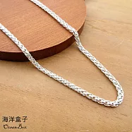 3mm寬24吋60cm。亮面麻繩編織鍊925純銀項鍊.單鍊《附贈禮盒》單戴鍊