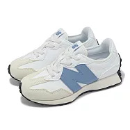 New Balance 休閒鞋 327 中童 白 藍 透氣 緩衝 魔鬼氈 小朋友 運動鞋 NB PH327SW-W 19cm WHITE/BLUE