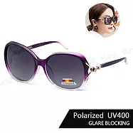 【SUNS】Polarized時尚簍空四葉草造型名媛款 淑女偏光墨鏡 大框顯小臉 S26 輕量/防眩光/抗UV400 夢幻紫